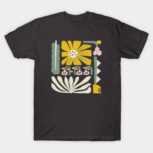Fun abstract flower garden - yellow and green T-Shirt